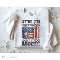 Funny Beer Getting Star Spangled Hammered 4th Of July Preppy Sweatshirt thumb 2