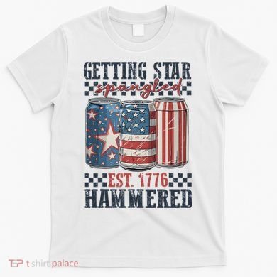Funny Beer Getting Star Spangled Hammered 4th Of July Preppy T-Shirt
