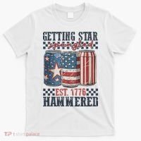 Funny Beer Getting Star Spangled Hammered 4th Of July Preppy T-Shirt thumb 0
