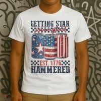 Funny Beer Getting Star Spangled Hammered 4th Of July Preppy T-Shirt thumb 3