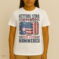 Funny Beer Getting Star Spangled Hammered 4th Of July Preppy T-Shirt thumb 4