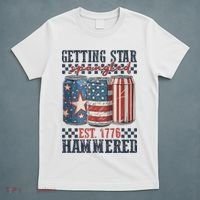 Funny Beer Getting Star Spangled Hammered 4th Of July Preppy T-Shirt thumb 5