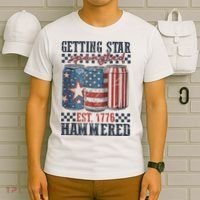 Funny Beer Getting Star Spangled Hammered 4th Of July Preppy T-Shirt thumb 6