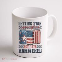 Funny Beer Getting Star Spangled Hammered 4th Of July Preppy Coffee Mug thumb 1