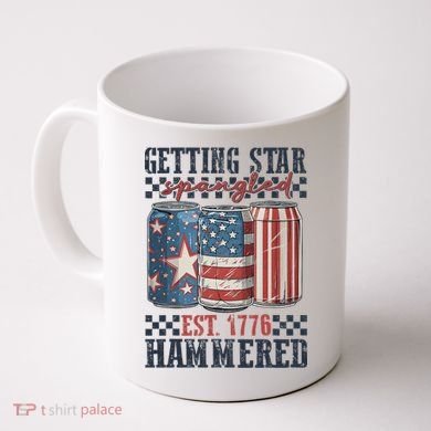 Funny Beer Getting Star Spangled Hammered 4th Of July Preppy Coffee Mug