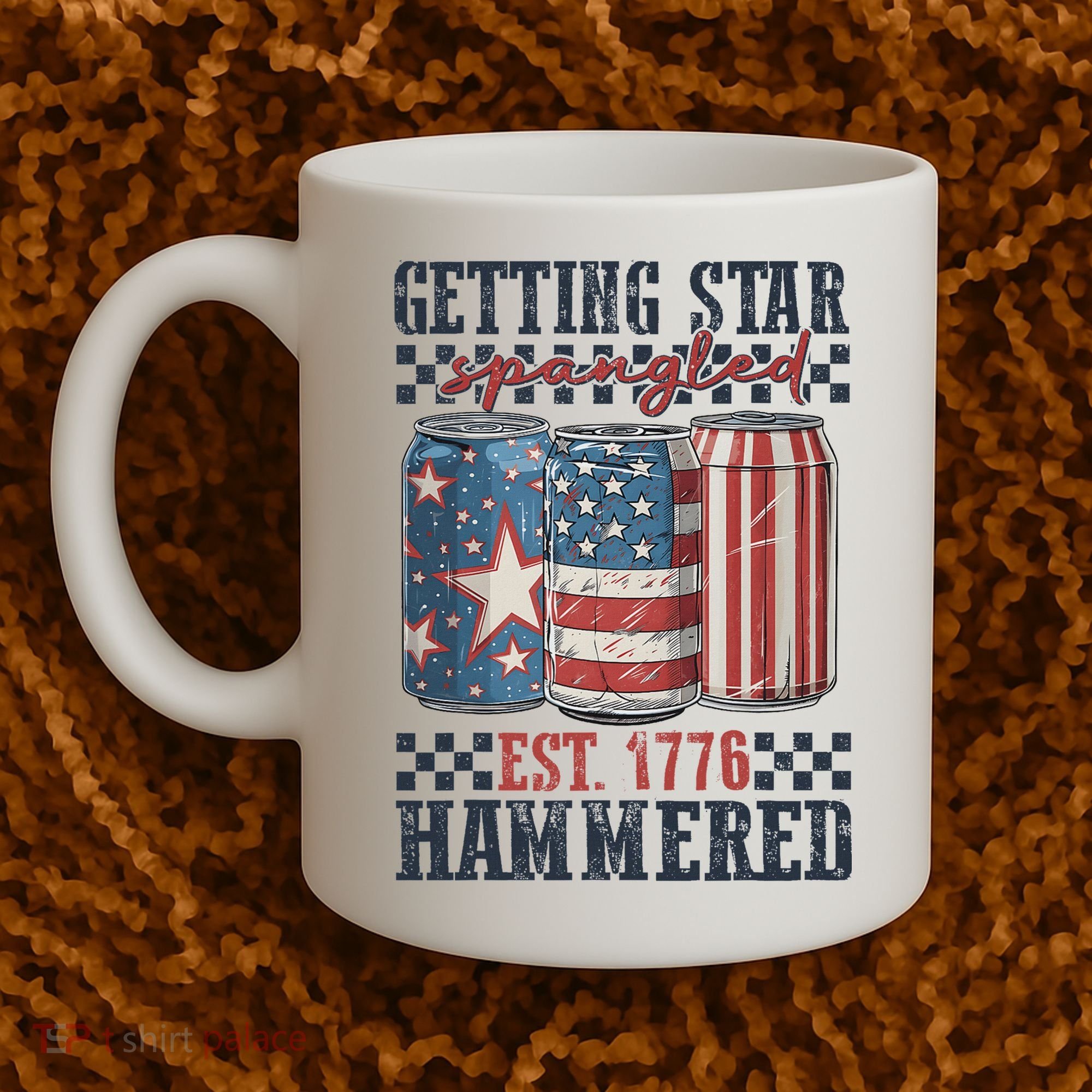 Funny Beer Getting Star Spangled Hammered 4th Of July Preppy Coffee Mug