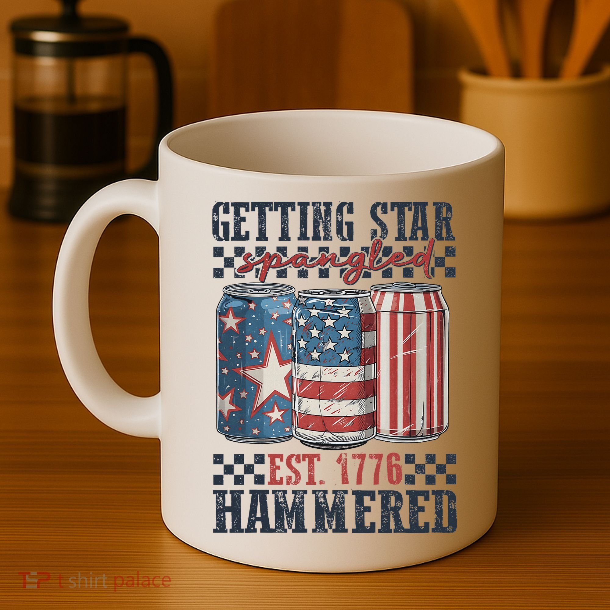 Funny Beer Getting Star Spangled Hammered 4th Of July Preppy Coffee Mug