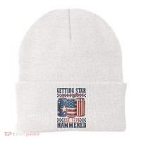 Funny Beer Getting Star Spangled Hammered 4th Of July Preppy Beanie thumb 0