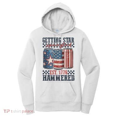Funny Beer Getting Star Spangled Hammered 4th Of July Preppy Women's Hoodie