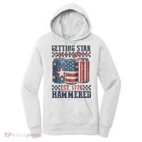 Funny Beer Getting Star Spangled Hammered 4th Of July Preppy Women's Hoodie thumb 0
