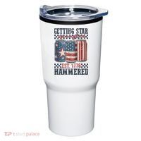 Funny Beer Getting Star Spangled Hammered 4th Of July Preppy Tumbler thumb 0