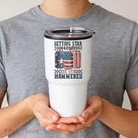 Funny Beer Getting Star Spangled Hammered 4th Of July Preppy Tumbler thumb 2