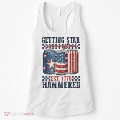 Funny Beer Getting Star Spangled Hammered 4th Of July Preppy Women's Tank Top