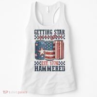 Funny Beer Getting Star Spangled Hammered 4th Of July Preppy Women's Tank Top thumb 0