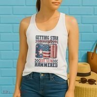 Funny Beer Getting Star Spangled Hammered 4th Of July Preppy Women's Tank Top thumb 2
