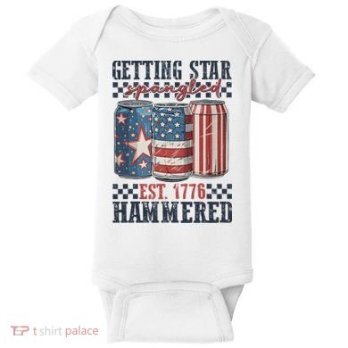 Funny Beer Getting Star Spangled Hammered 4th Of July Preppy Baby Bodysuit