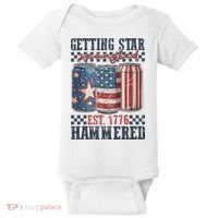 Funny Beer Getting Star Spangled Hammered 4th Of July Preppy Baby Bodysuit thumb 0
