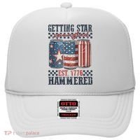 Funny Beer Getting Star Spangled Hammered 4th Of July Preppy Hat thumb 0