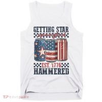 Funny Beer Getting Star Spangled Hammered 4th Of July Preppy Tank Top thumb 0