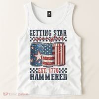 Funny Beer Getting Star Spangled Hammered 4th Of July Preppy Tank Top thumb 2