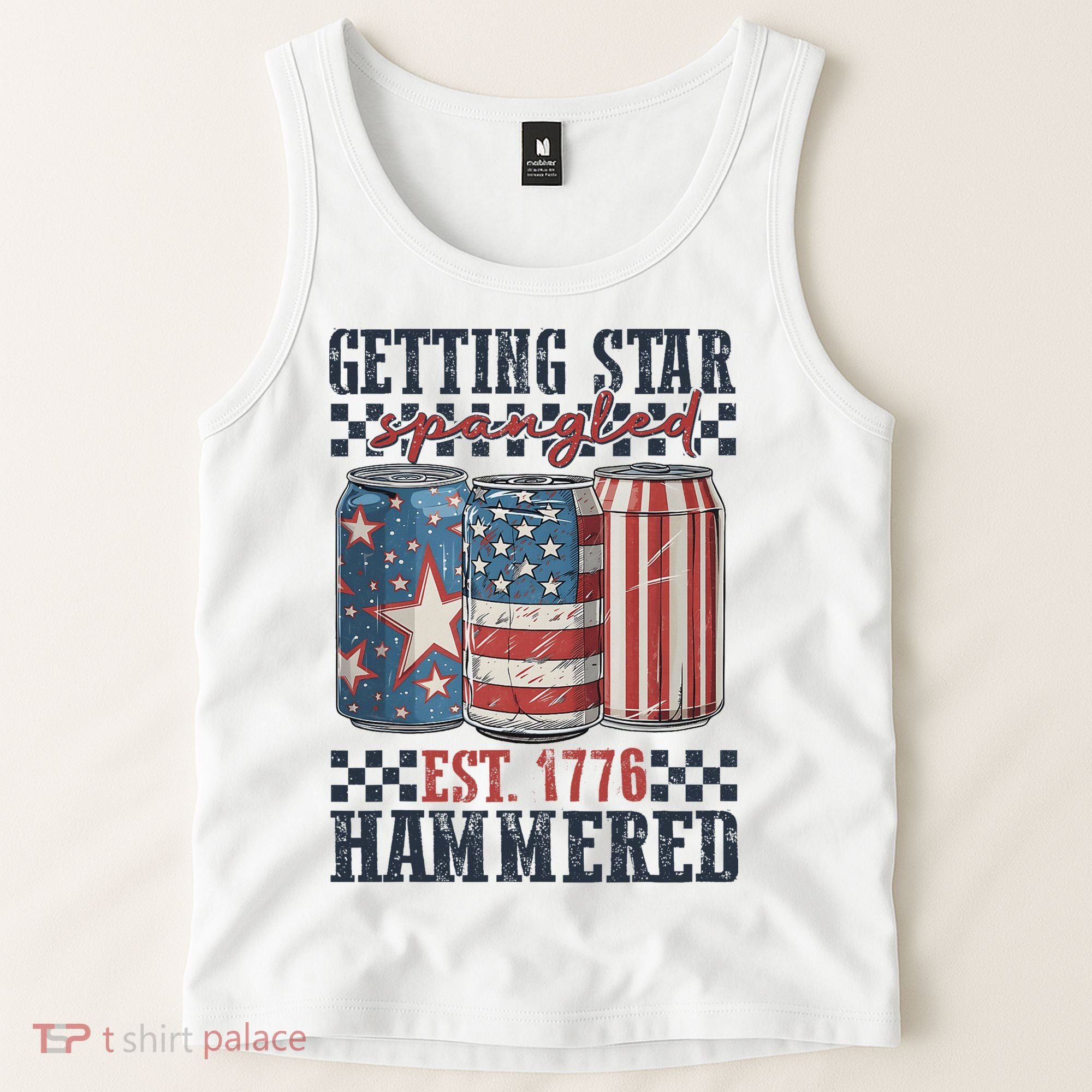 Funny Beer Getting Star Spangled Hammered 4th Of July Preppy Tank Top