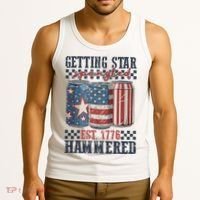 Funny Beer Getting Star Spangled Hammered 4th Of July Preppy Tank Top thumb 3