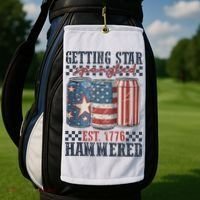 Funny Beer Getting Star Spangled Hammered 4th Of July Preppy Golf Towel thumb 2
