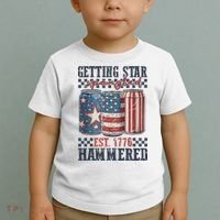 Funny Beer Getting Star Spangled Hammered 4th Of July Preppy Toddler T-Shirt thumb 2
