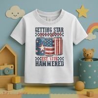 Funny Beer Getting Star Spangled Hammered 4th Of July Preppy Toddler T-Shirt thumb 3