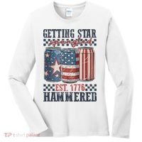 Funny Beer Getting Star Spangled Hammered 4th Of July Preppy Women's Long Sleeve Shirt thumb 0