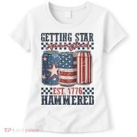 Funny Beer Getting Star Spangled Hammered 4th Of July Preppy Women's T-Shirt thumb 0