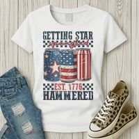 Funny Beer Getting Star Spangled Hammered 4th Of July Preppy Women's T-Shirt thumb 3