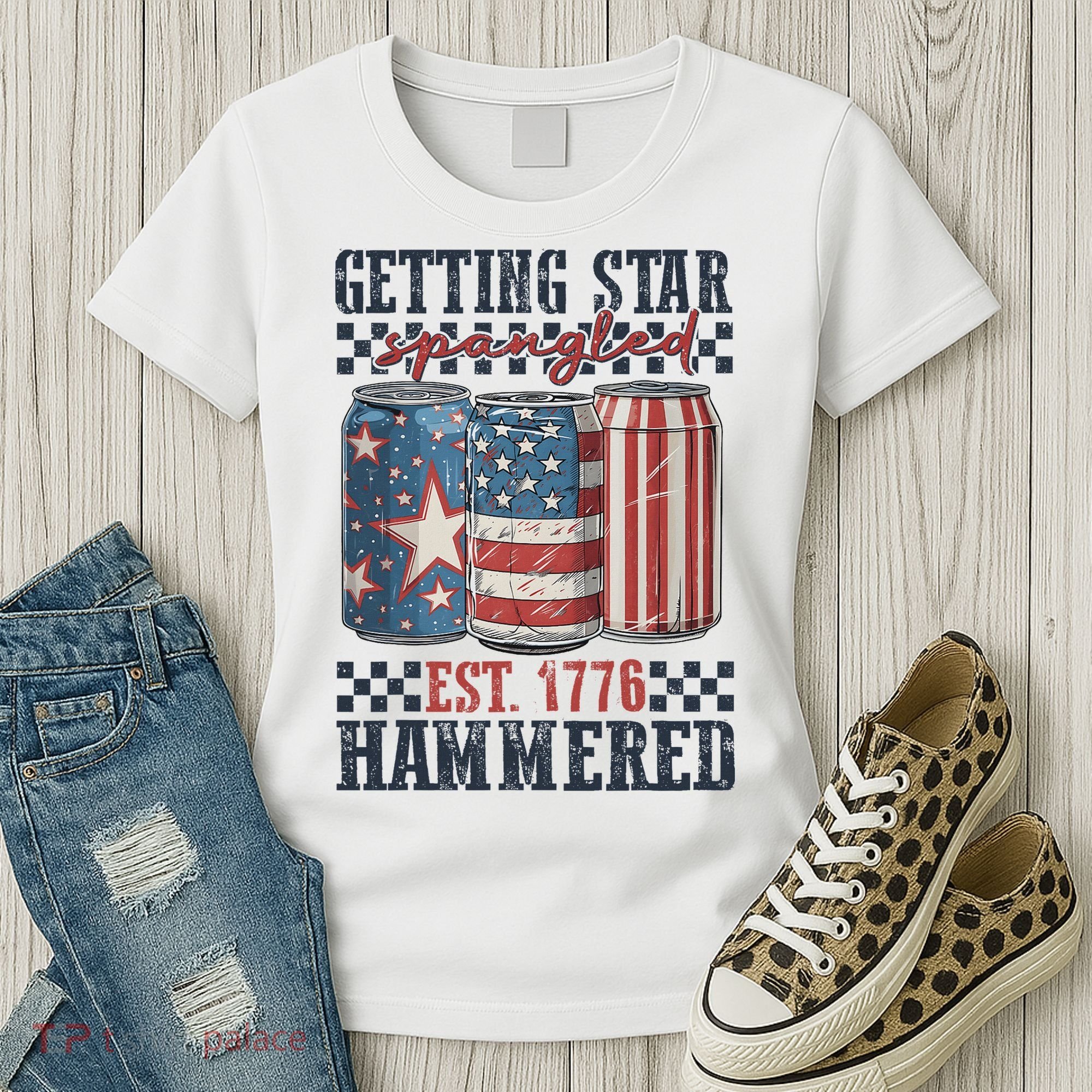 Funny Beer Getting Star Spangled Hammered 4th Of July Preppy Women's T-Shirt