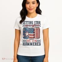 Funny Beer Getting Star Spangled Hammered 4th Of July Preppy Women's T-Shirt thumb 4