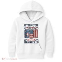 Funny Beer Getting Star Spangled Hammered 4th Of July Preppy Kids Hoodie thumb 0