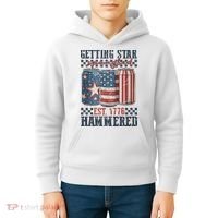 Funny Beer Getting Star Spangled Hammered 4th Of July Preppy Kids Hoodie thumb 4