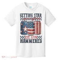Funny Beer Getting Star Spangled Hammered 4th Of July Preppy Kids T-Shirt thumb 0
