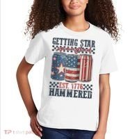 Funny Beer Getting Star Spangled Hammered 4th Of July Preppy Kids T-Shirt thumb 2