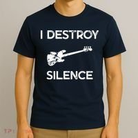 Funny Bass Guitar I Destroy Silence T-Shirt thumb 3