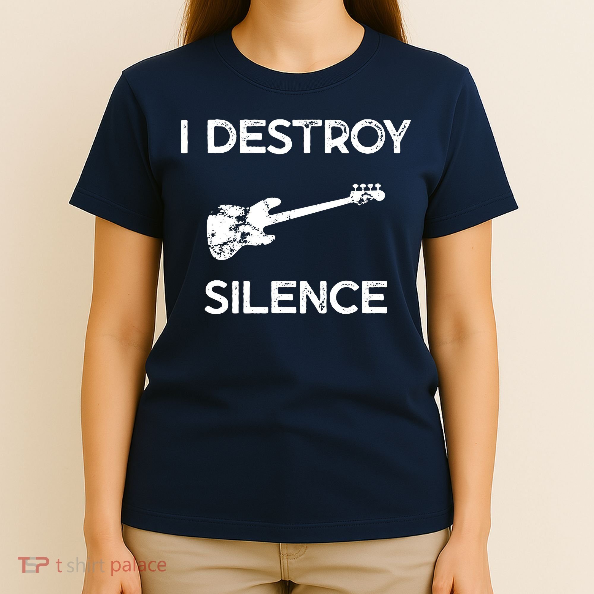 Funny Bass Guitar I Destroy Silence T-Shirt
