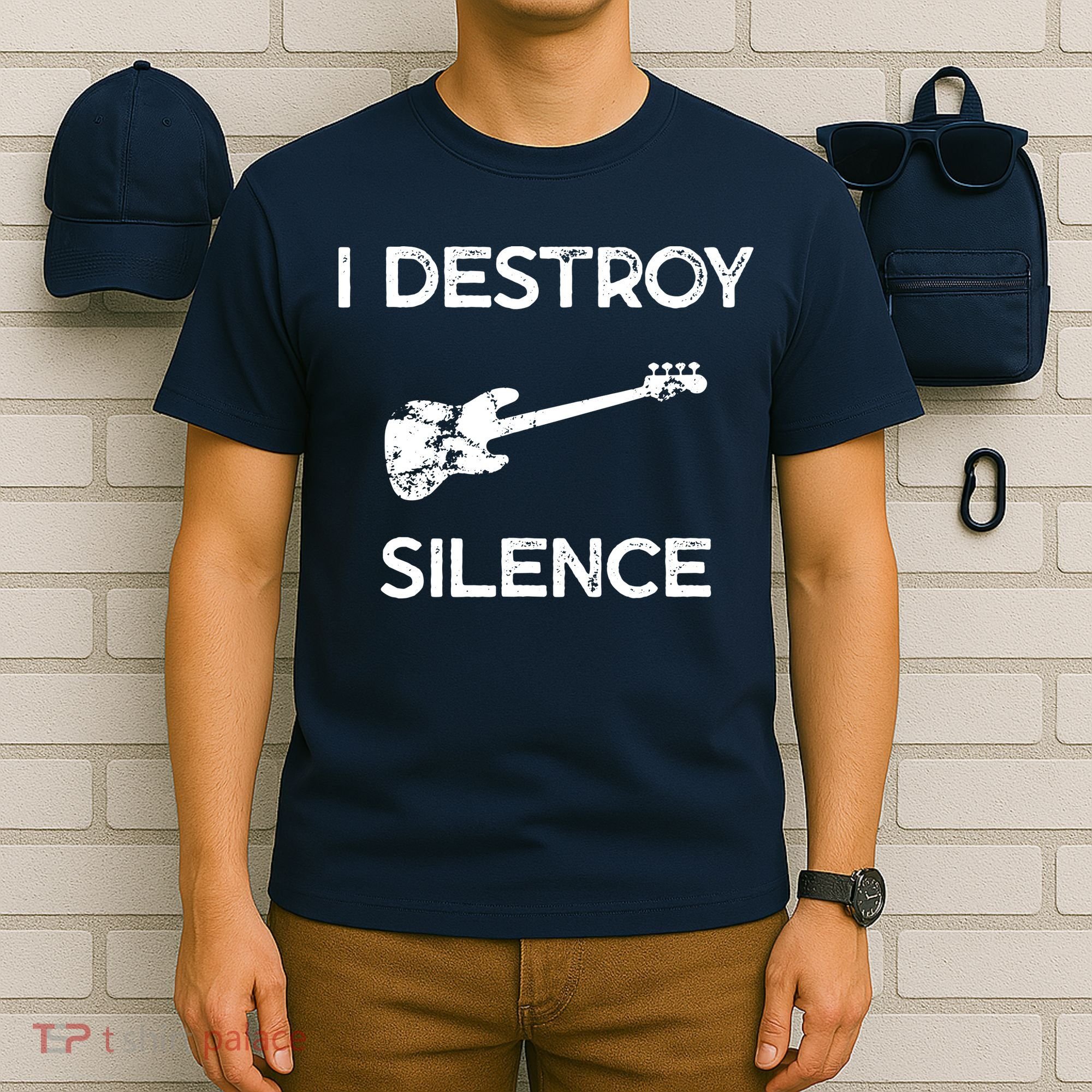 Funny Bass Guitar I Destroy Silence T-Shirt