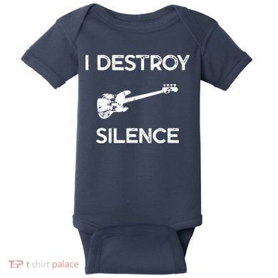 Funny Bass Guitar I Destroy Silence Baby Bodysuit