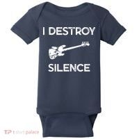 Funny Bass Guitar I Destroy Silence Baby Bodysuit thumb 0