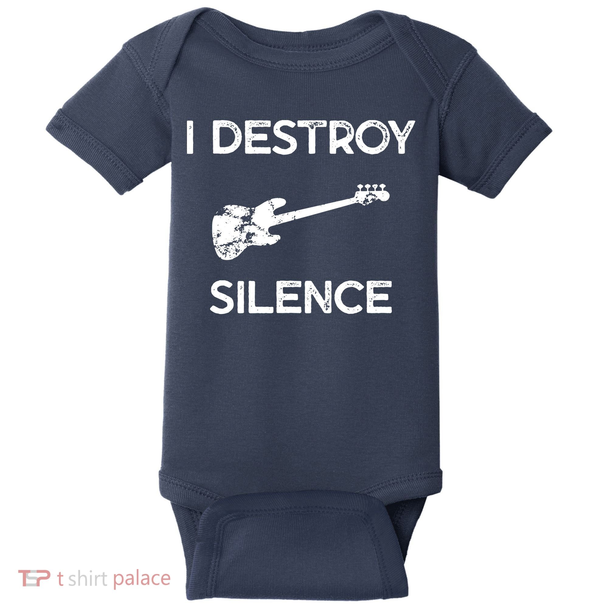 Funny Bass Guitar I Destroy Silence Baby Bodysuit