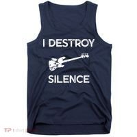 Funny Bass Guitar I Destroy Silence Tank Top thumb 0
