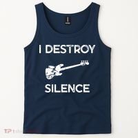 Funny Bass Guitar I Destroy Silence Tank Top thumb 2
