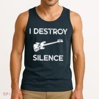 Funny Bass Guitar I Destroy Silence Tank Top thumb 3