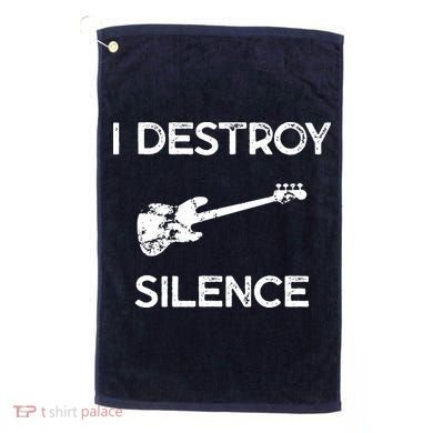Funny Bass Guitar I Destroy Silence Golf Towel