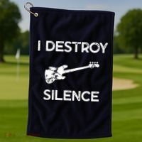 Funny Bass Guitar I Destroy Silence Golf Towel thumb 1