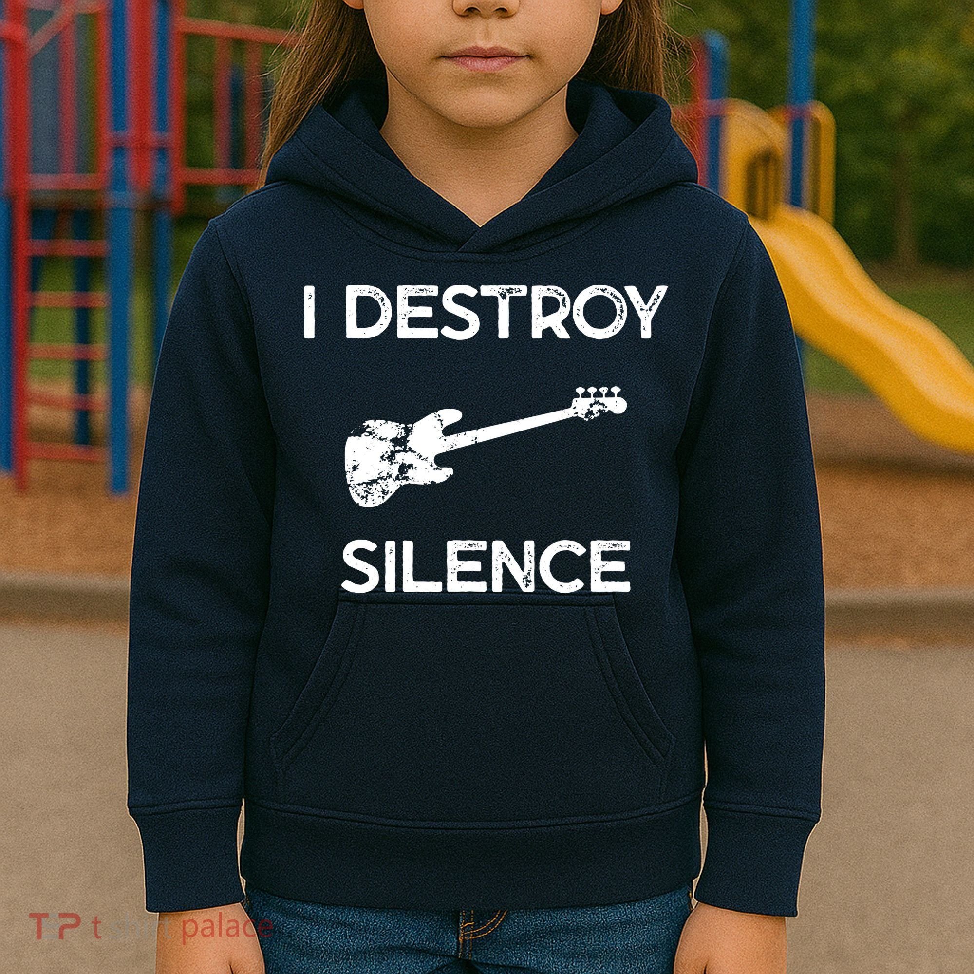 Funny Bass Guitar I Destroy Silence Kids Hoodie
